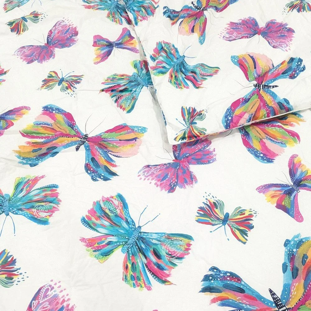 Pottery Barn Kids Etta Vee Butterfly Full Queen Comforter watercolor colorful‎